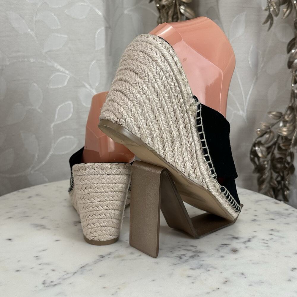 Banana Republic Sandals‎ Womens 8.5 M Slip On Wedge Espadrille Slide Black Suede - Picture 7 of 17